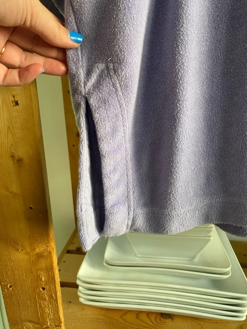 Anthropologie Lavender Purple Terrycloth Oversized Boxy Button Down Top Medium - Picture 8 of 12